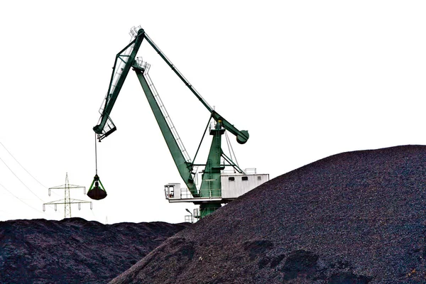 Bagger at a charcoal hill — Stock Photo, Image