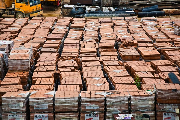 Κόκκινα τούβλα για την κατασκευή site στο kowloon — Φωτογραφία Αρχείου