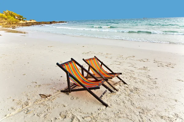 Canvas chair at the beach — Stock Photo, Image