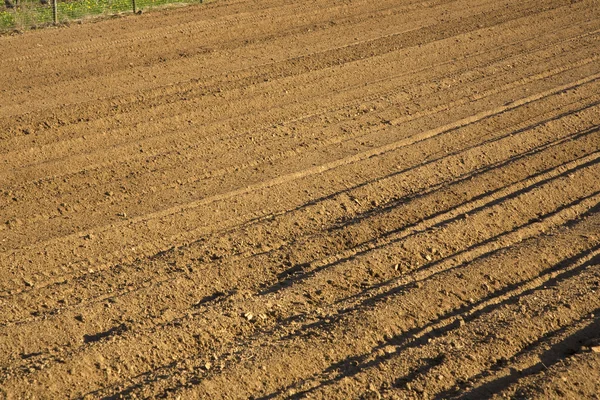 新しく耕した畑の背景 — ストック写真