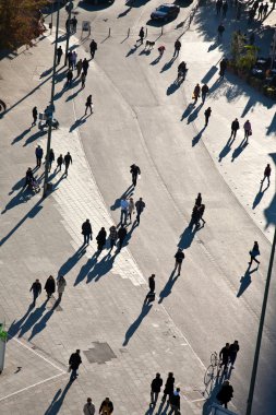 walking in a pedestrian area clipart