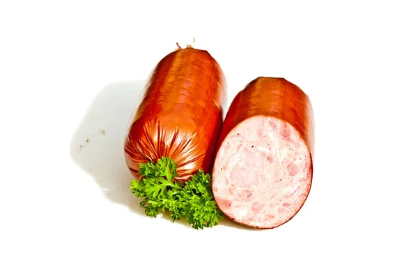 Salsicce fatte a mano dal macellaio — Foto Stock