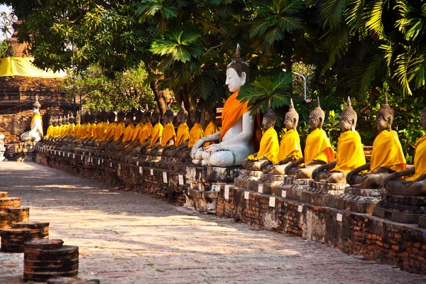 Statue di Buddha al tempio di Wat Yai Chai Mongkol — Foto Stock