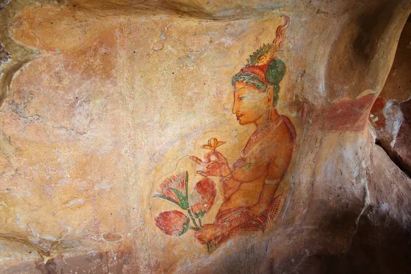 Wereld beroemde fresco's van dames in burcht op sigiriya stijl in het paleis van Kasyapa — Stockfoto