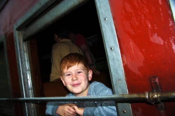 Chłopiec ciesząc się przy malowniczym jeździć w sri lanka — Zdjęcie stockowe