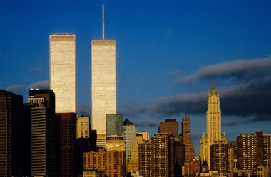 Twin towers in sunset clipart