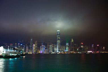 Hong Kong famous Laser harber Show seen from Kowloon clipart