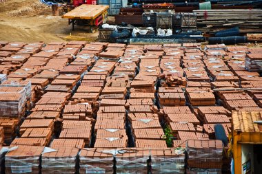 Red bricks on building site at Kowloon clipart