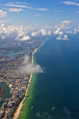 Aerial of coastline Miami clipart