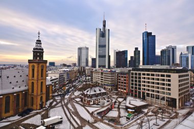 skyline frankfurt hauptwache ve gökdelen kulak ile görüntüleme