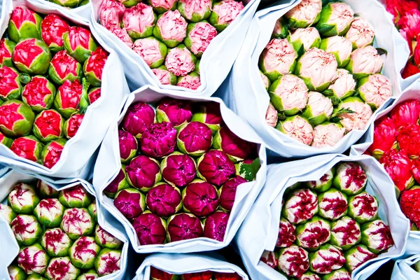Mooie bloemen op de bloemenmarkt — Stockfoto