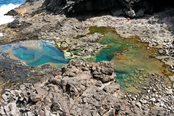 Natural pool at the coastside of lanzarote in nature — Stock Photo, Image