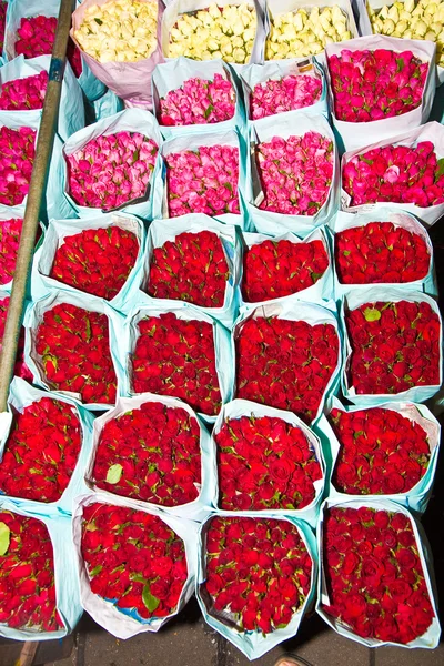 Rosor på blomstermarknaden — Stockfoto