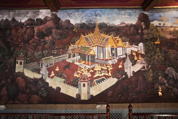 Pinturas de parede famosas no interior do Grande Palácio — Fotografia de Stock