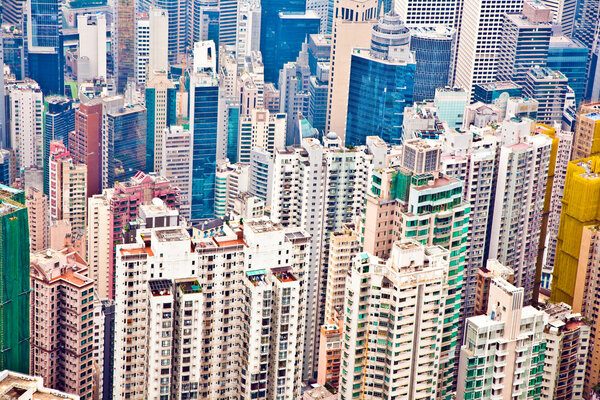 A Panoramic Skyline of Hong Kong City from the Peak