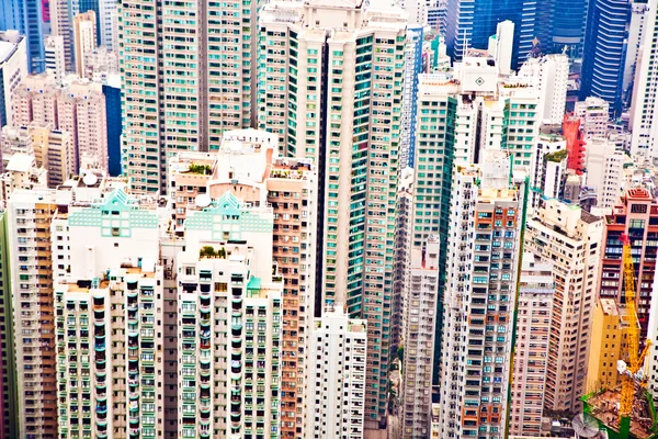 Skyline panoramique de la ville de Hong Kong depuis le pic — Photo