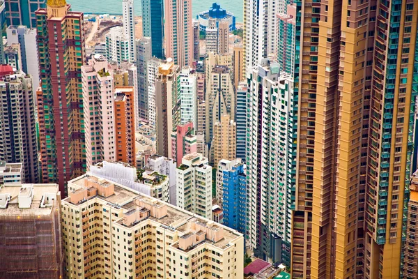 Panorama-Skyline der Hongkong-Stadt vom Gipfel — Stockfoto