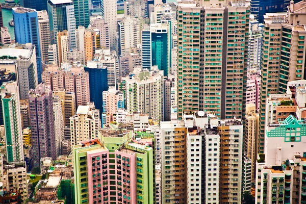 Skyline panorámico de la ciudad de Hong Kong desde el pico —  Fotos de Stock