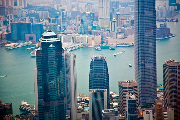 Panorama-Skyline der Hongkong-Stadt vom Gipfel — Stockfoto