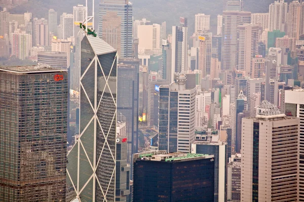 Panoramisch skyline van hong kong city van de piek — Stockfoto