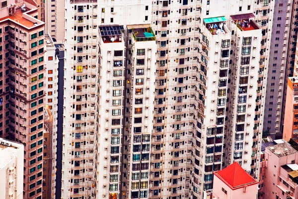 피크에서 홍콩 도시의 파노라마 스카이 라인 — 스톡 사진