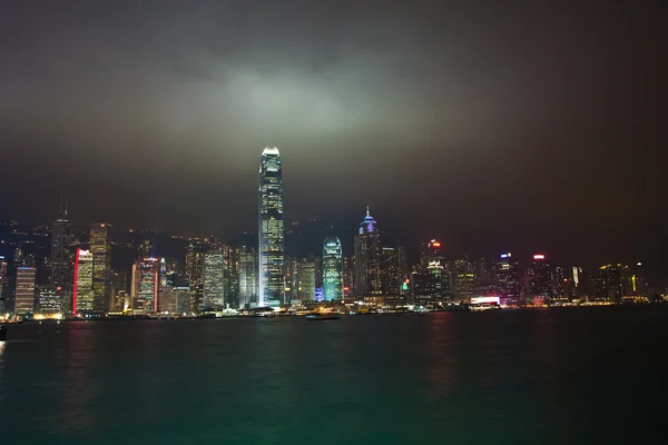 Hong Kong famous Laser harber Show seen from Kowloon — Stock Photo, Image