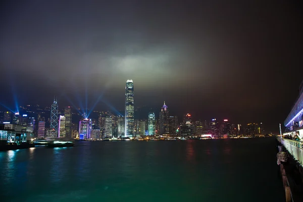 Hong Kong famoso Laser harber Show visto da di Kowloon — Foto Stock