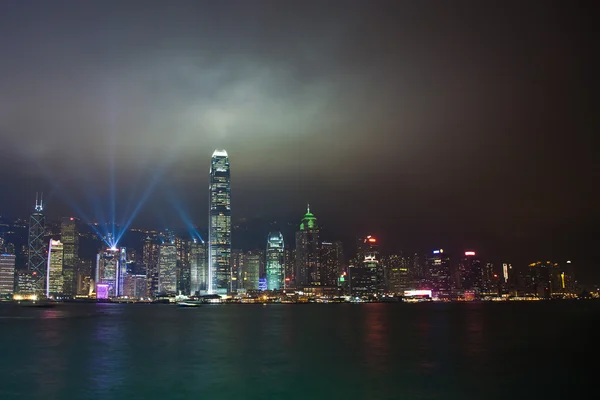 香港有名なレーザー ・ ハーバー ショー九龍から見た — ストック写真