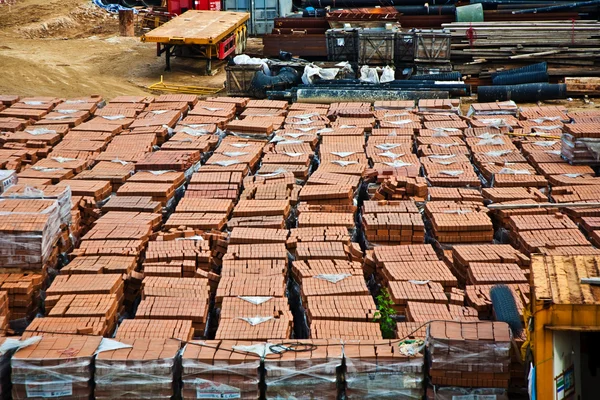 Red bricks on building site at Kowloon — Zdjęcie stockowe