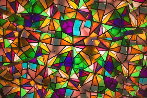 Beautiful colored glass windows with asymetric pieces — Stock Photo, Image