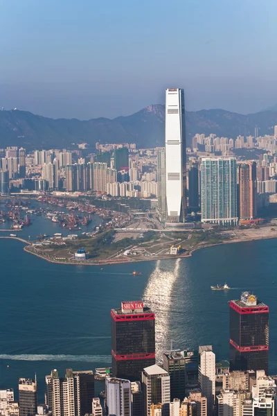 Hong Kong vue sur la ville depuis le sommet Victoria — Photo