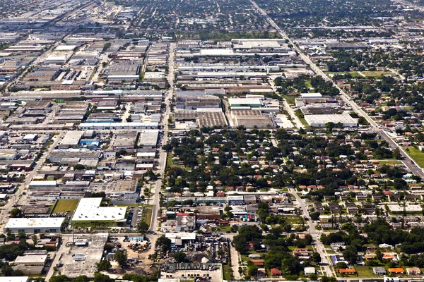 stock image Aerial of town and beach of Miami