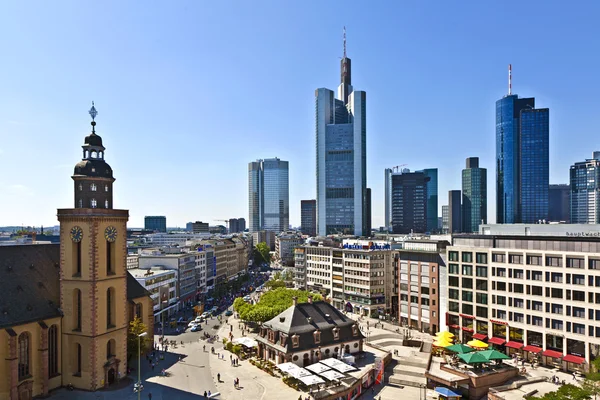 Pohled na panorama Frankfurtu s hauptwache — Stock fotografie