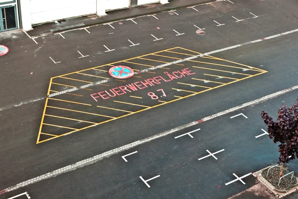 Marked parking lot for fire brigade — Stock Photo, Image