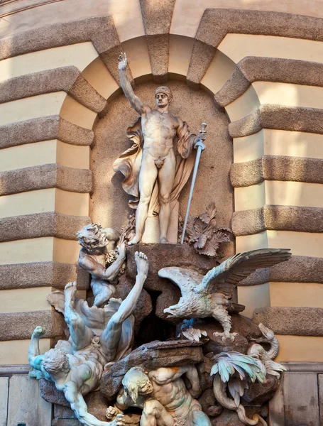 在维也纳的迈克尔 · 门上的喷泉 — 图库照片