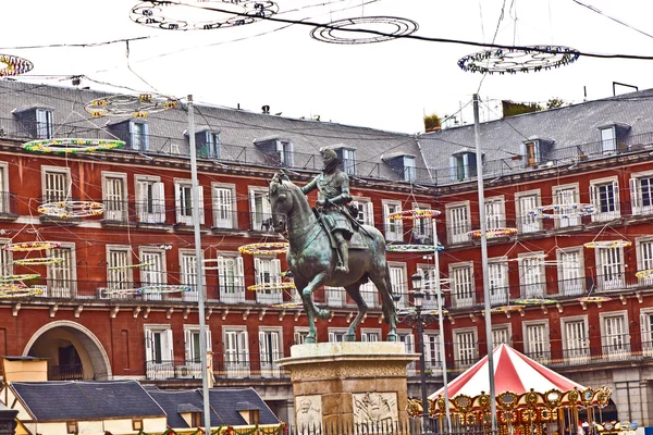 Philipp III plaza mayor Madrid adlı heykeli — Stok fotoğraf