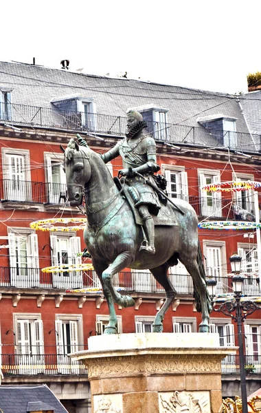 Philipp III plaza mayor Madrid adlı heykeli — Stok fotoğraf