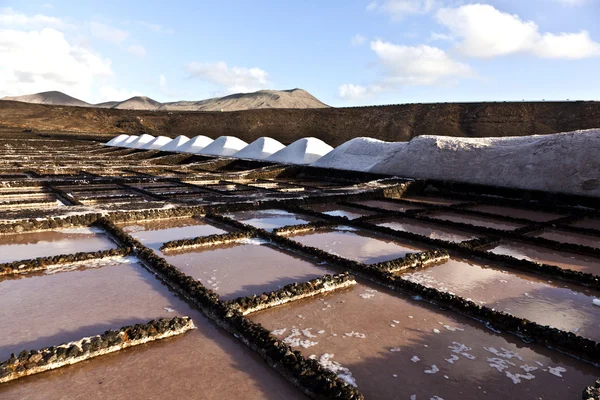 Солеперерабатывающий завод, Saline from Janubio, Lanzarote — стоковое фото