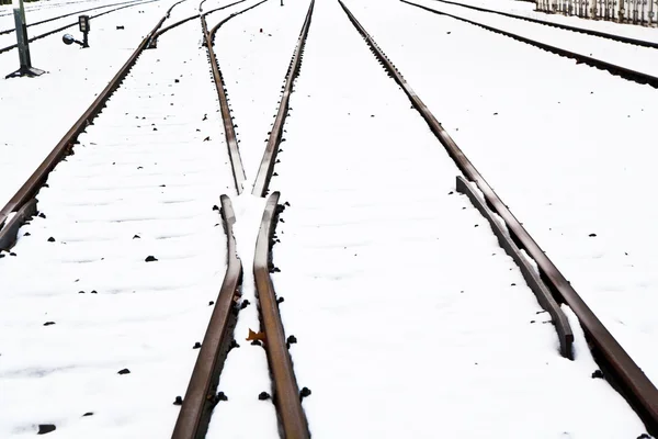 Snowbound rails in winter — Stock Photo, Image