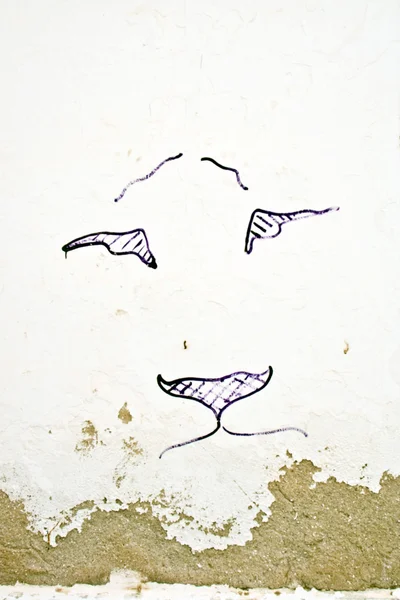ग्राफिटी, स्पेन में एक घर की दीवार पर चित्रित एक चेहरा — स्टॉक फ़ोटो, इमेज