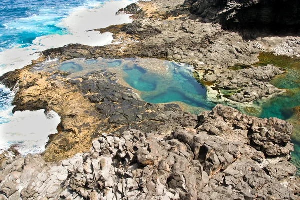 Piscina naturale sulla costa di Lanzarote nella natura Immagine Stock