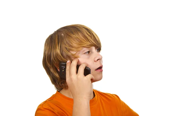 Boy is using the mobile — Stock Photo, Image