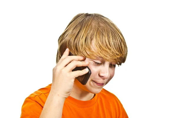 Pojke med mobilen — Stockfoto