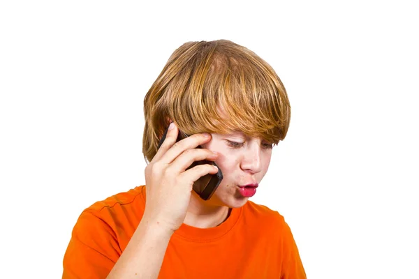 Boy is using the mobile — Stock Photo, Image