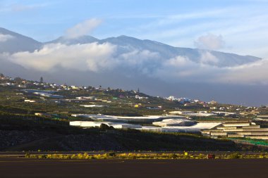 View from airport La Palma to the hills clipart