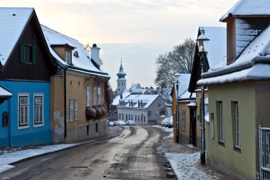 Village of Grinzing in early morning light in Wintertime clipart