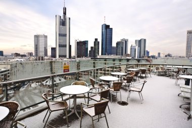 View to skyline of Frankfurt with Hauptwache and skyscraper ear clipart