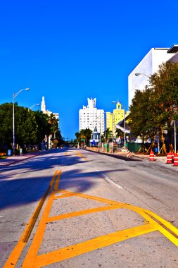 Old typical buildings in art deco style downtown South Miami wit clipart