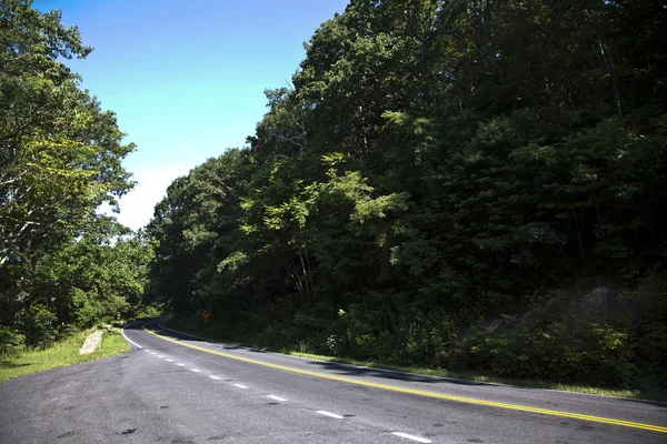 Belle curve panoramiche della strada di campagna attraverso il Parco Nazionale di Shenandoah — Foto Stock