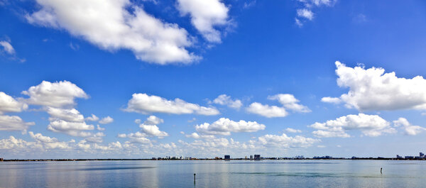 Skyline of Miami with ocean